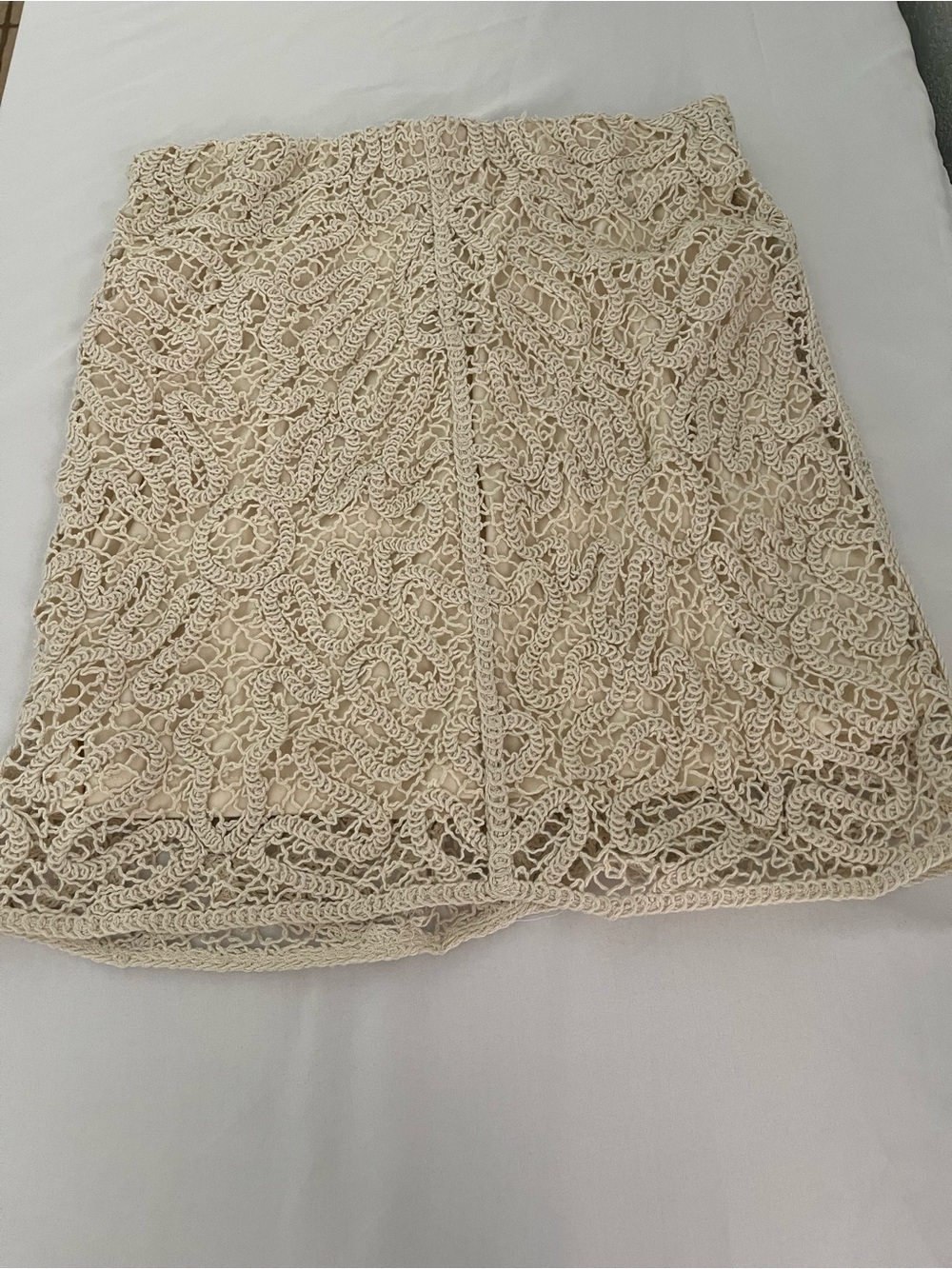 A new day Crochet Lace Mini Skirt in Cream SMALL
